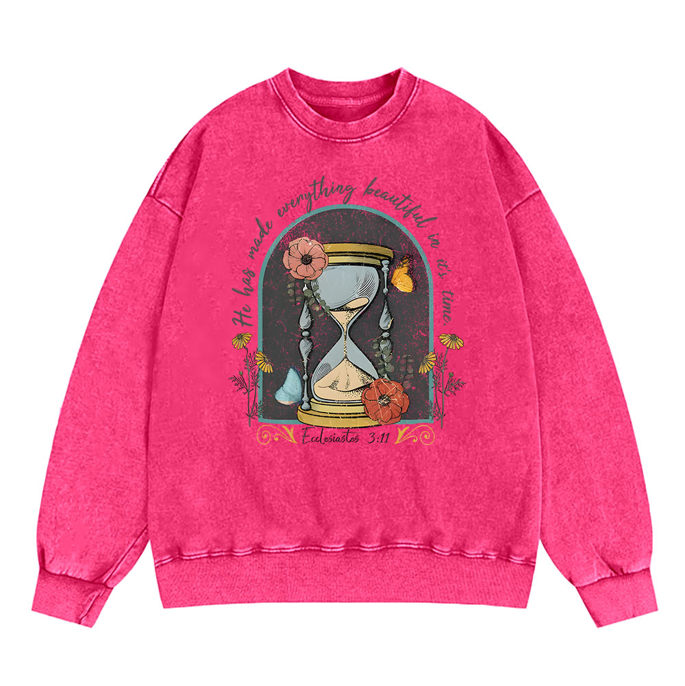 He Has Made Everything Beauty Christian Washed Sweatshirt