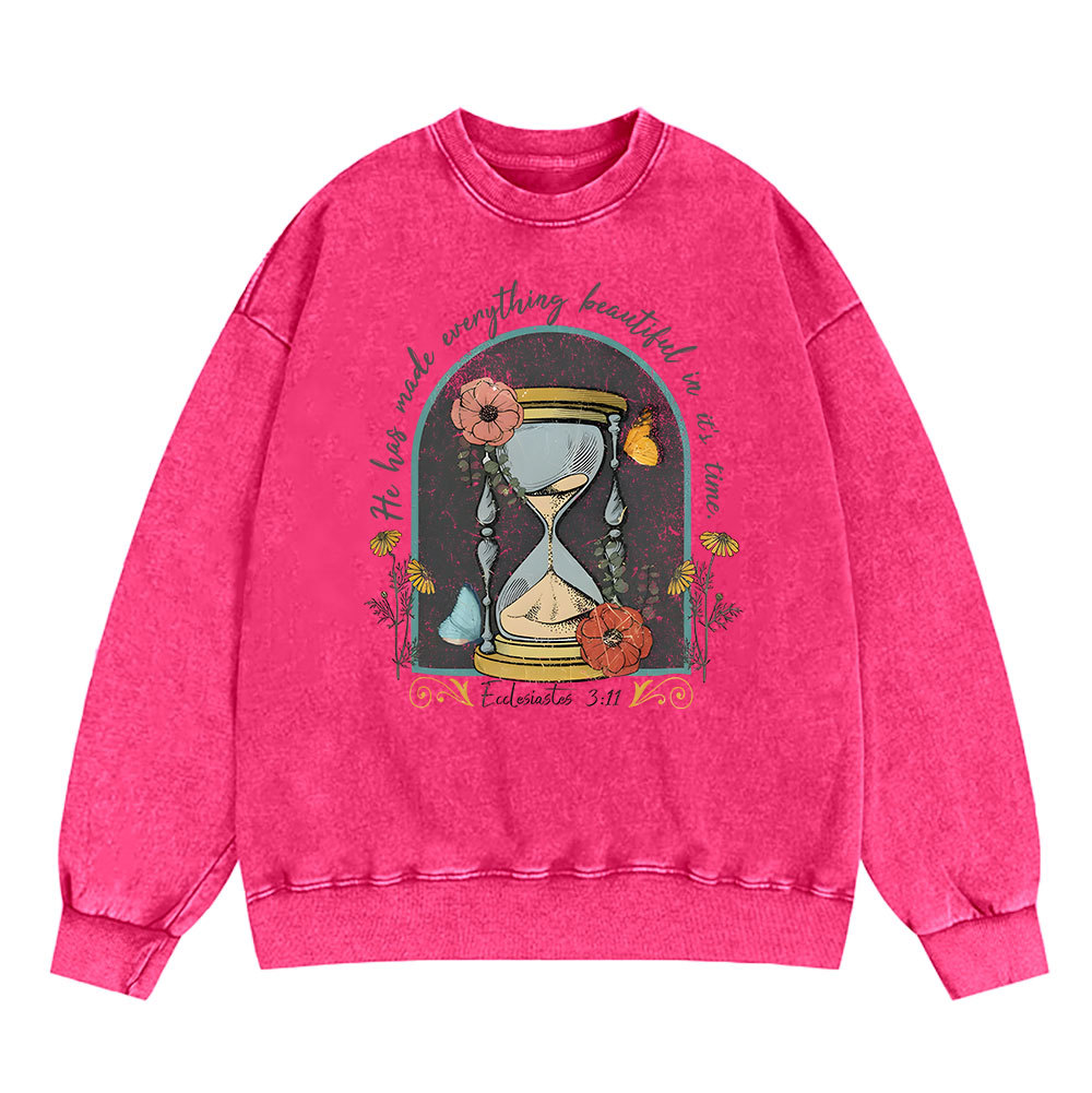 He Has Made Everything Beauty Christian Washed Sweatshirt