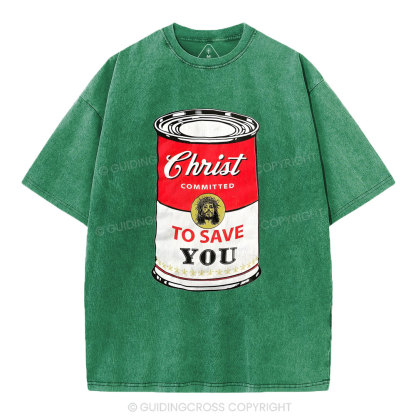 Christ Committed To Save Christian Washed T-Shirt