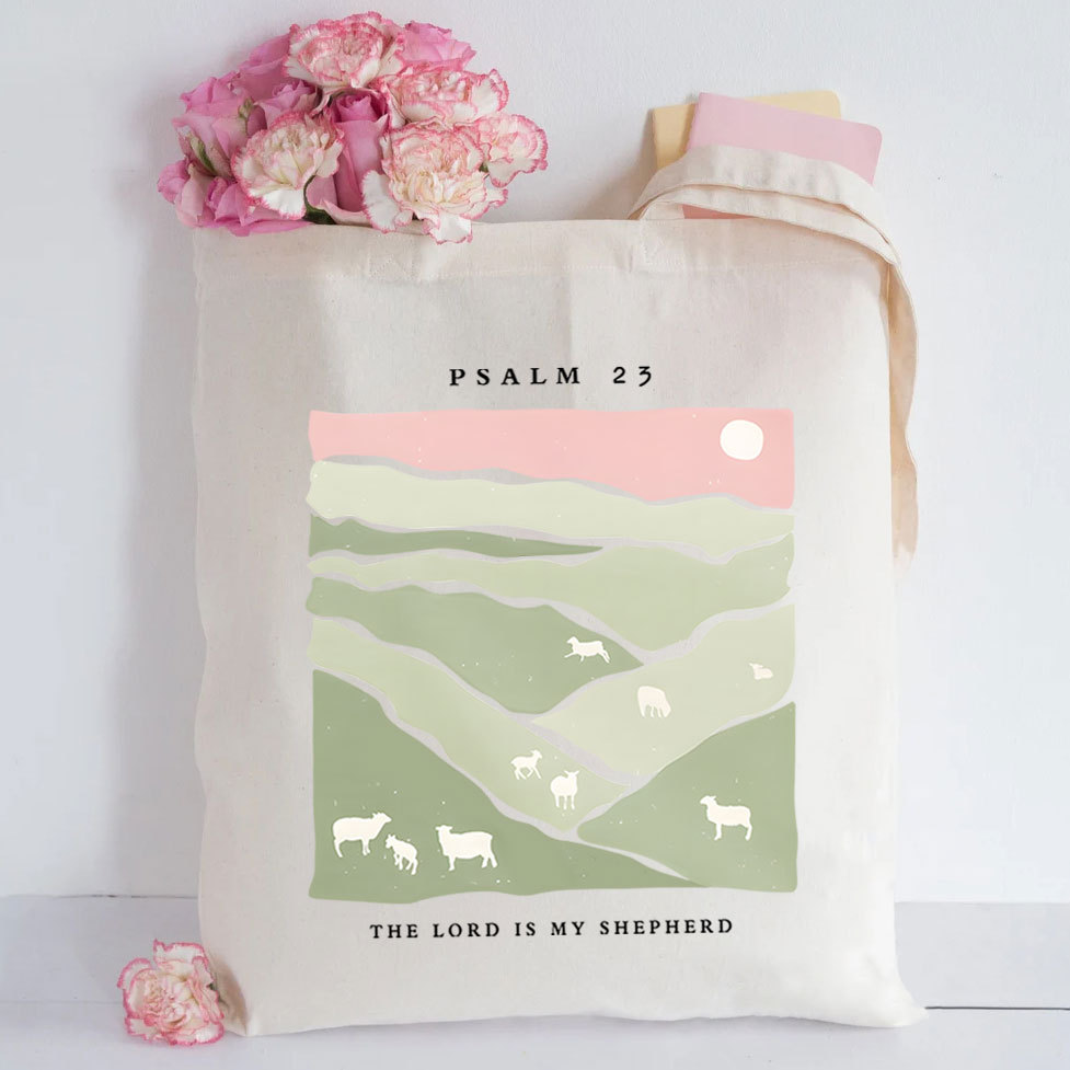 The Lord Is My Shepherd Christian Canvas Tote Bag