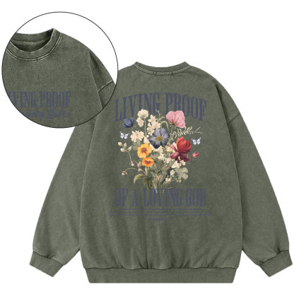 Living Proof Of A Loving God Christian Washed Sweatshirt
