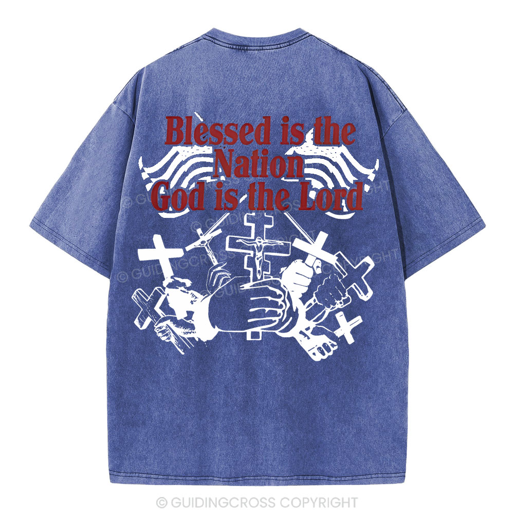 Blessed Is The Nation Christian Washed T-Shirt