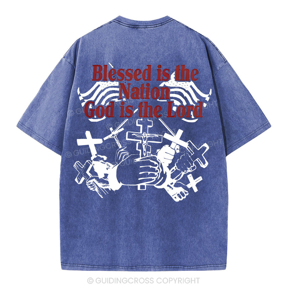 Blessed Is The Nation Christian Washed T-Shirt