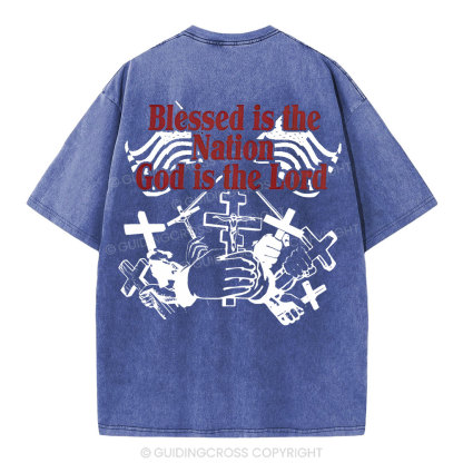 Blessed Is The Nation Christian Washed T-Shirt
