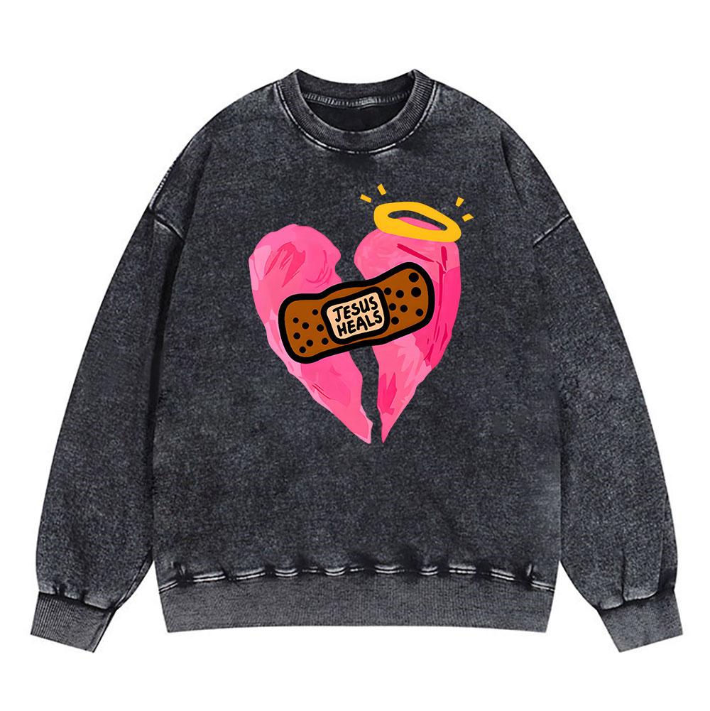 Jesus Heals Christian Washed Sweatshirt