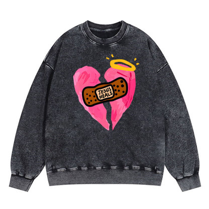 Jesus Heals Christian Washed Sweatshirt