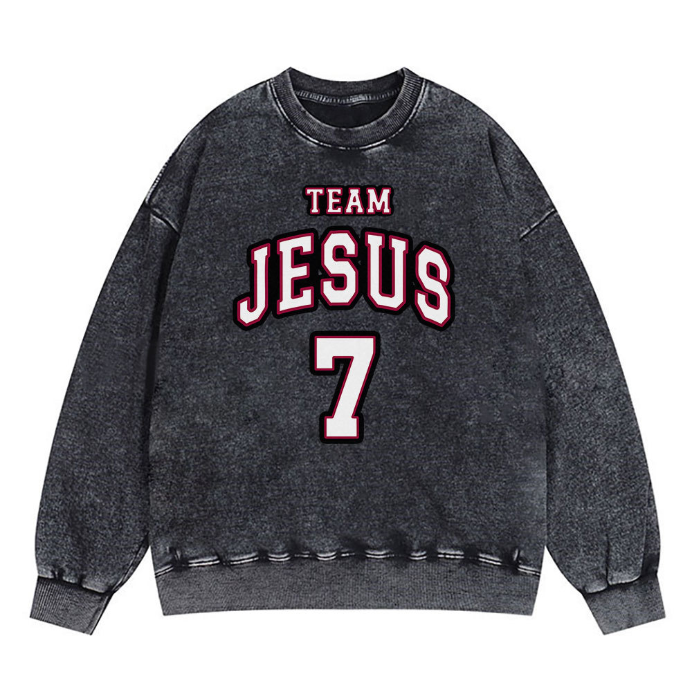 Jesus Team Christian Washed Sweatshirt