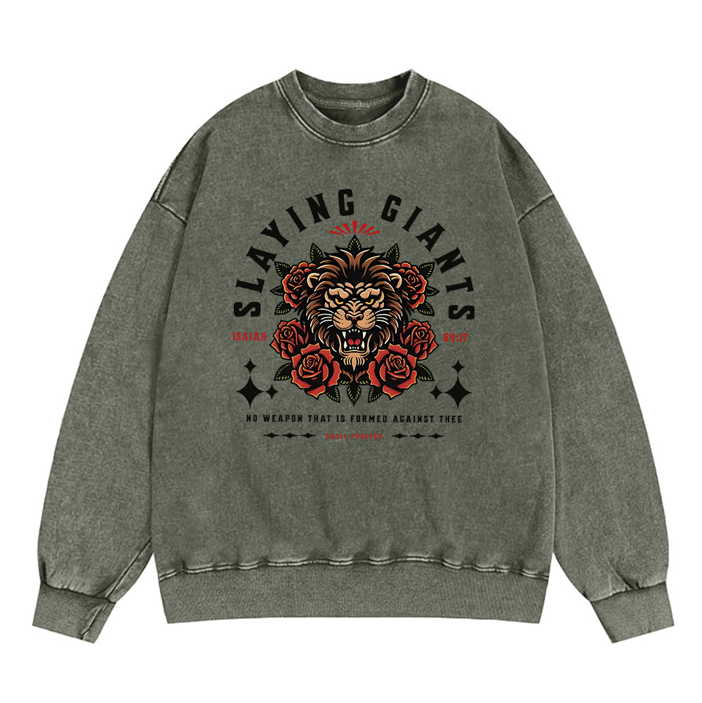 Slaying Giants Christian Washed Sweatshirt