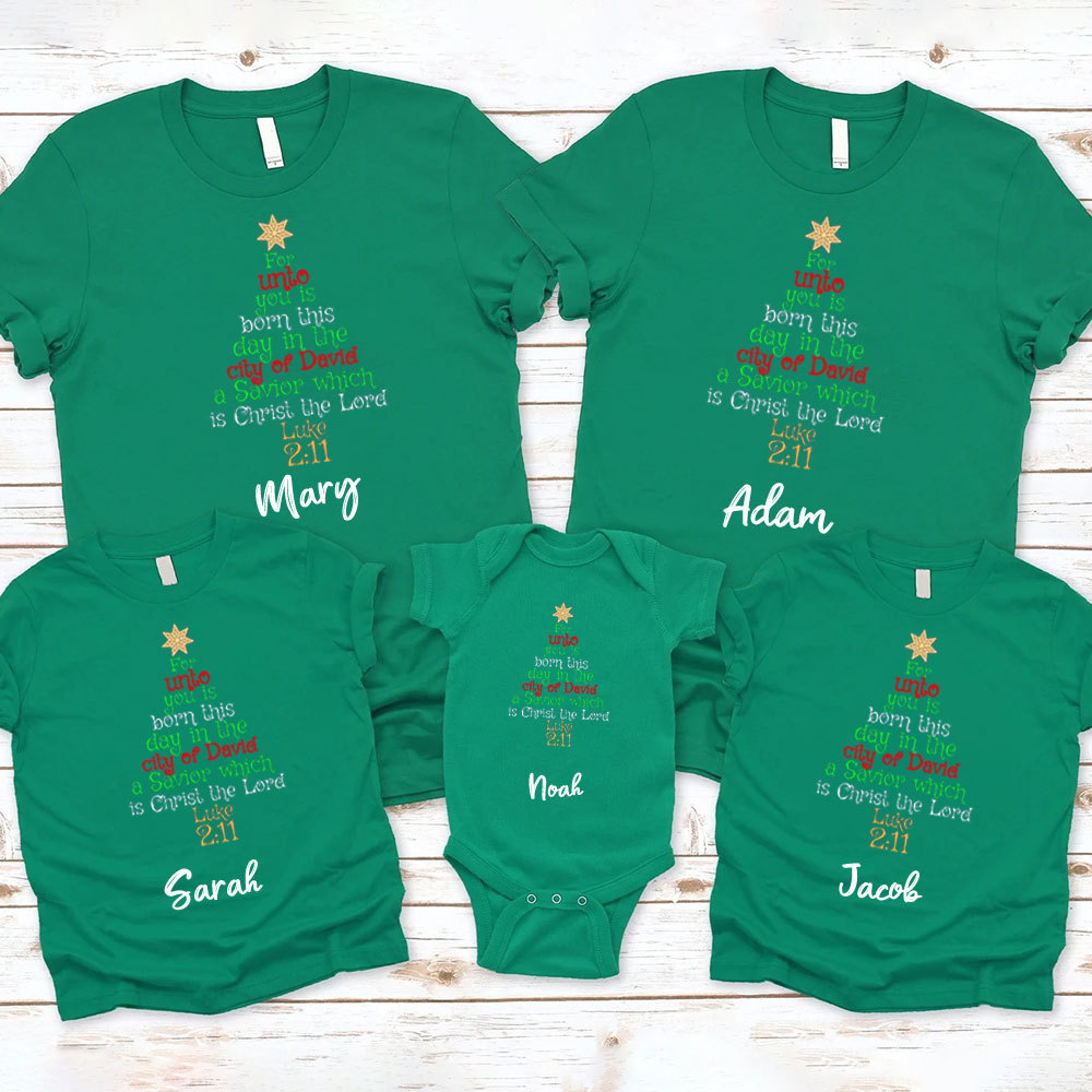 For Unto You Is Born This Christmas Family Matching Shirts