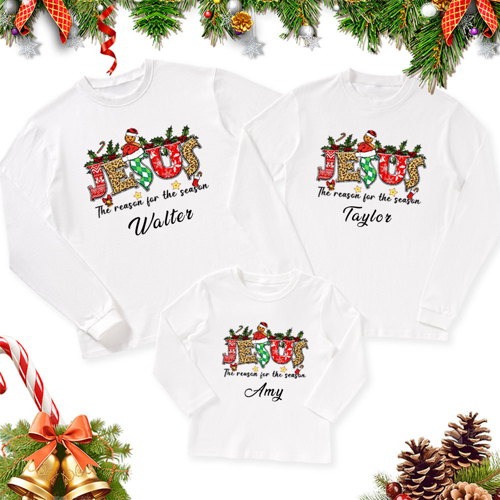 Personalized Jesus Is the Reason Christmas Family Matching Long Sleeve T-Shirt