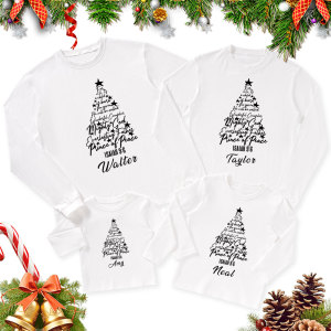 Image of Personalized Name Of Jesus Christmas Family Matching Long Sleeve T-Shirt