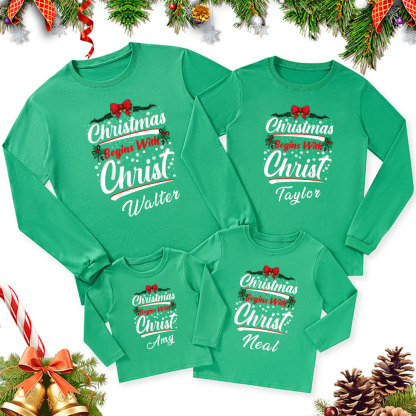 Personalized Begins With Christ Christmas Family Matching Long Sleeve T-Shirt