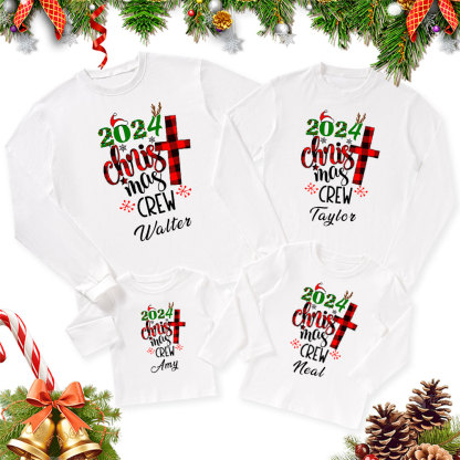 Personalized Christmas Crew Christmas Family Matching Long Sleeve T-Shirt