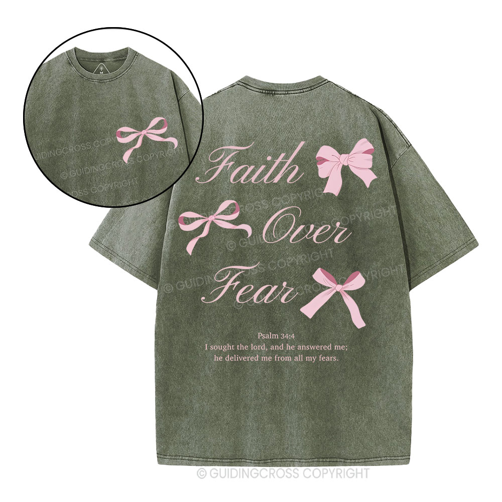 Faith Over Fear Christian Washed T-Shirt Sale - GuidingCross