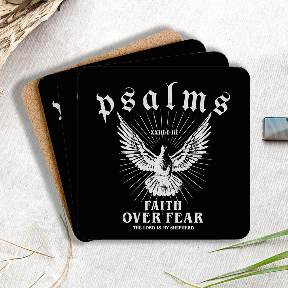 Faith Over Fear Christian Wooden Printed Coasters 