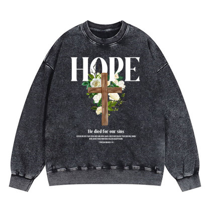 He Died For Our Sins Christian Washed Sweatshirt