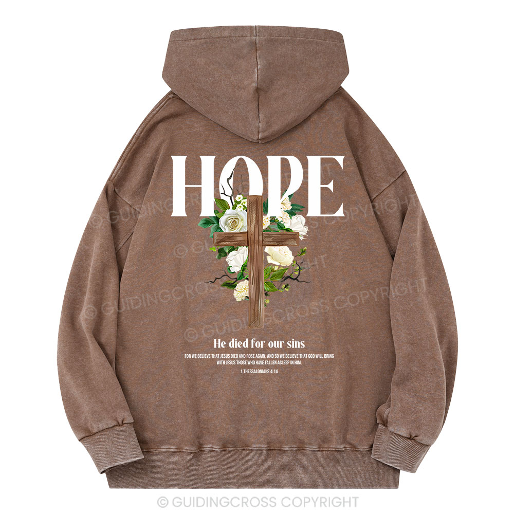 He Died For Our Sins Christian Washed Hoodie