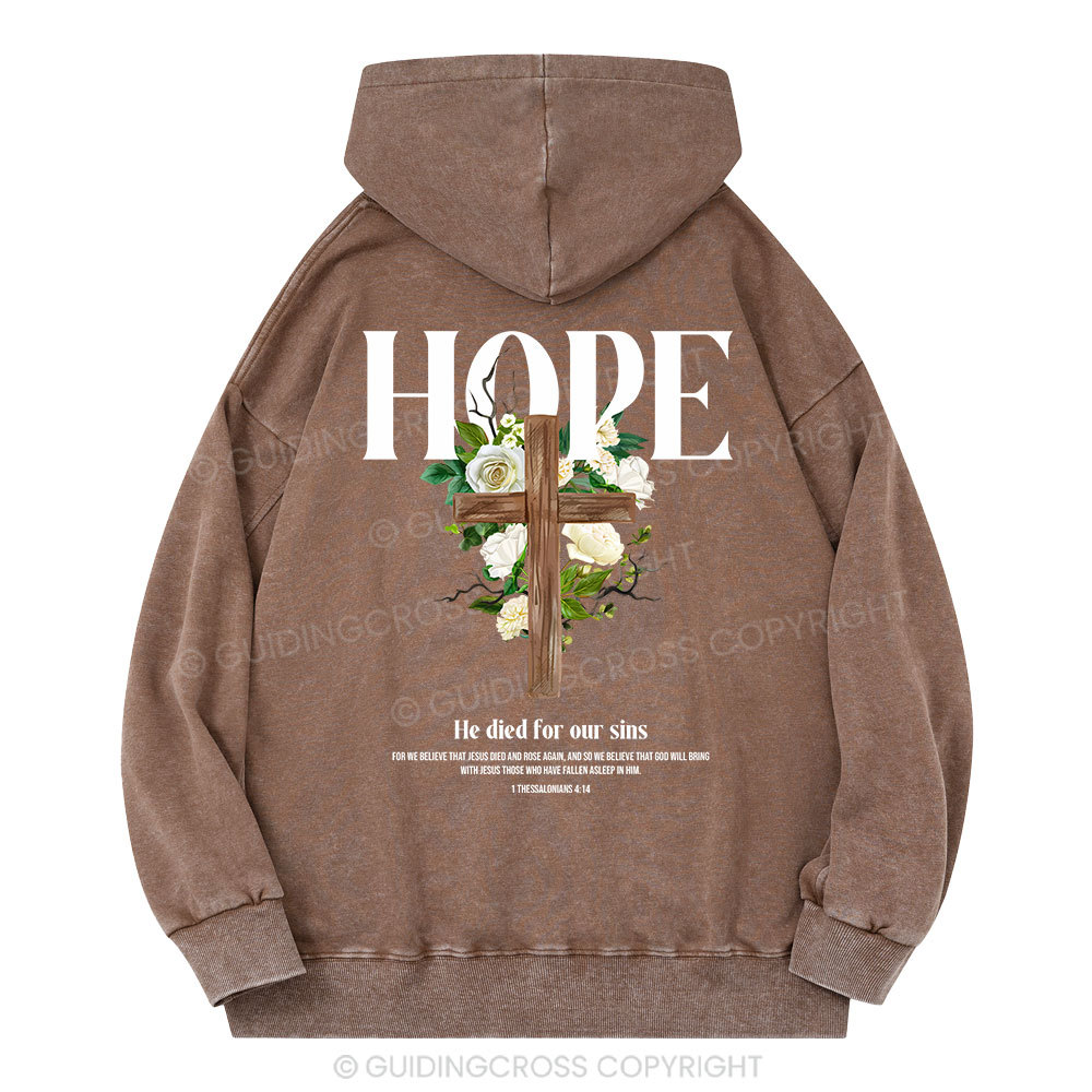 He Died For Our Sins Christian Washed Hoodie