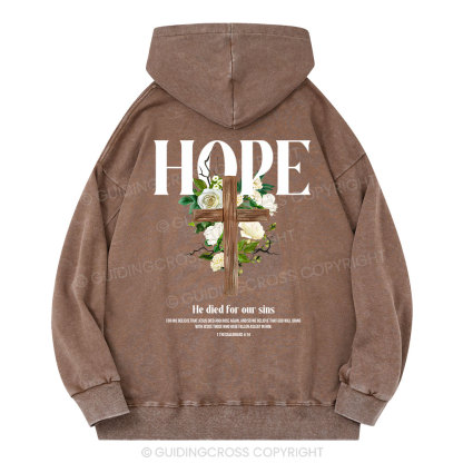 He Died For Our Sins Christian Washed Hoodie