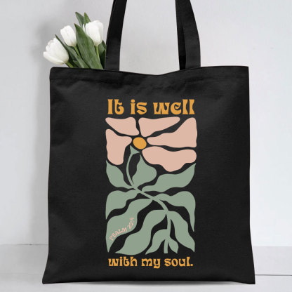 It Is Well With My Soul Christian Canvas Tote Bag