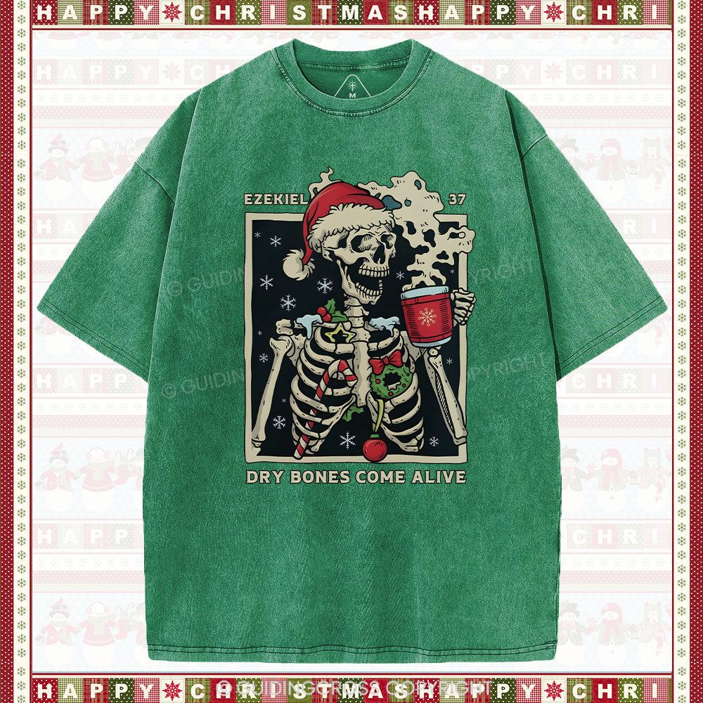 Dry Bones Come Alive Christmas Christian Washed T-Shirt