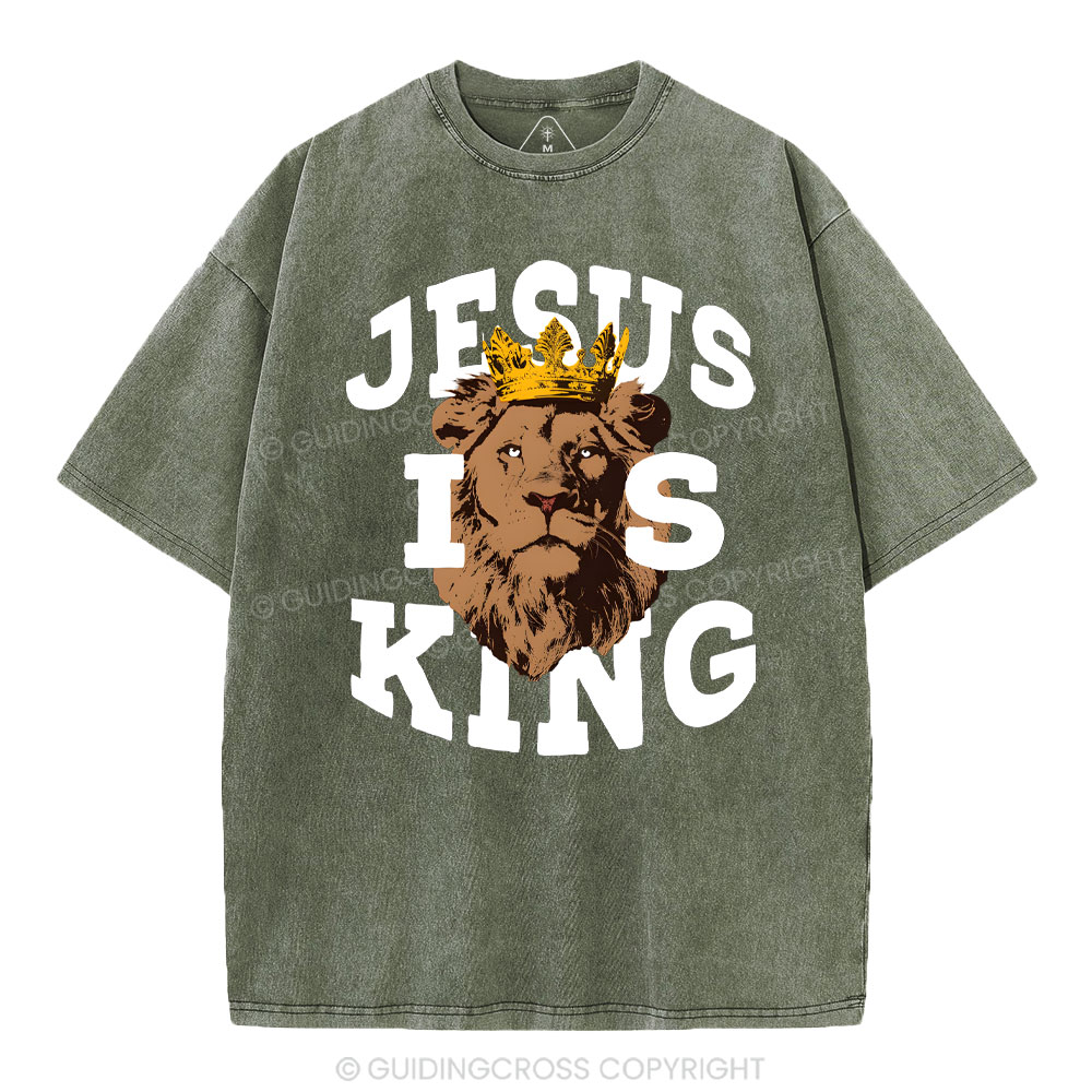 Jesus Is King Christian Washed T-Shirt