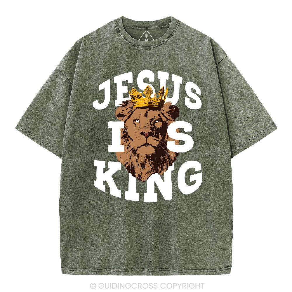 Jesus Is King Christian Washed T-Shirt