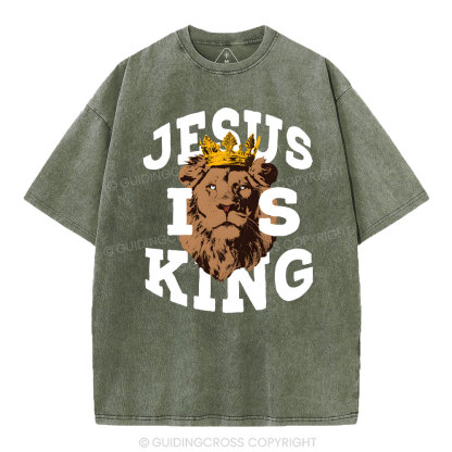 Jesus Is King Christian Washed T-Shirt