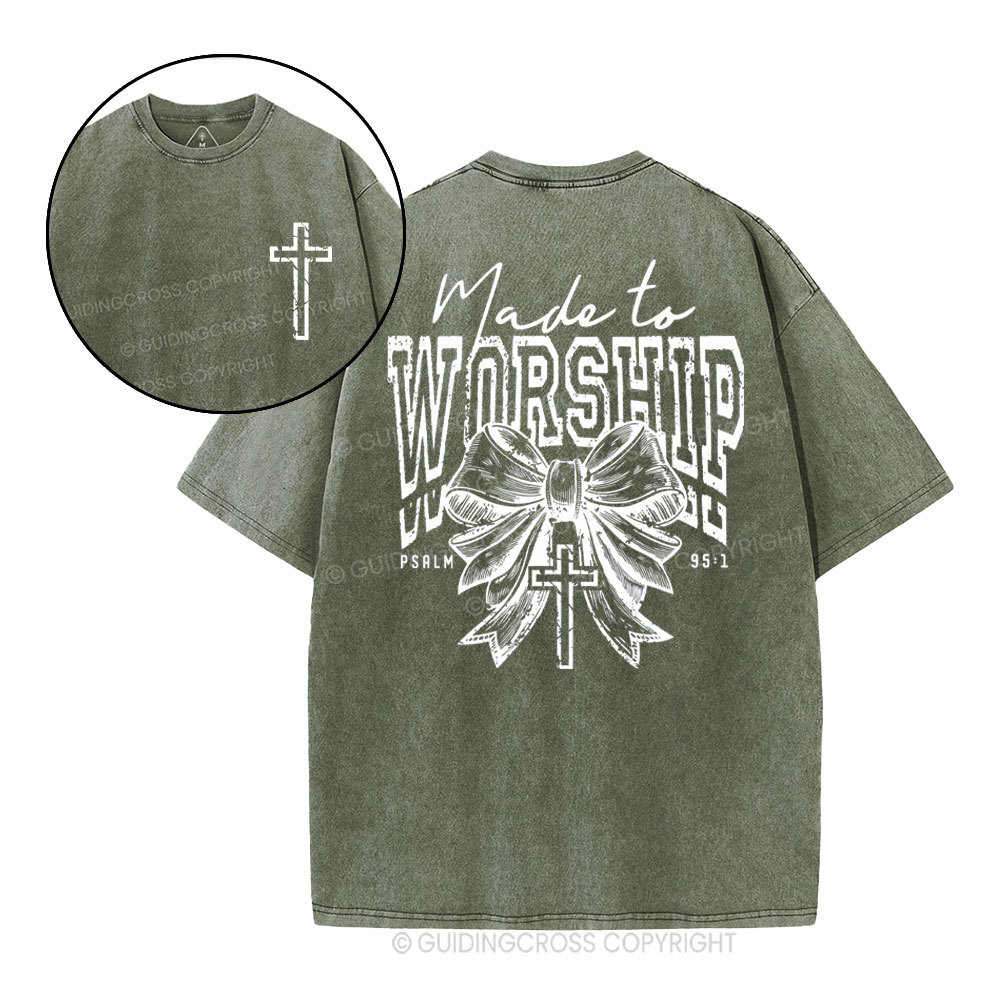 Made To Worship Bow Christian Washed T-Shirt