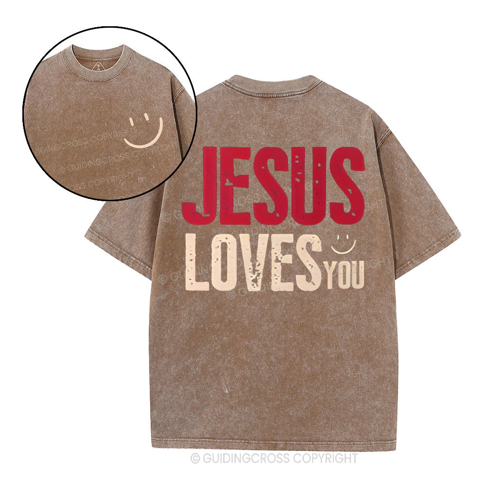 Jesus Loves You Christian Washed T-Shirt