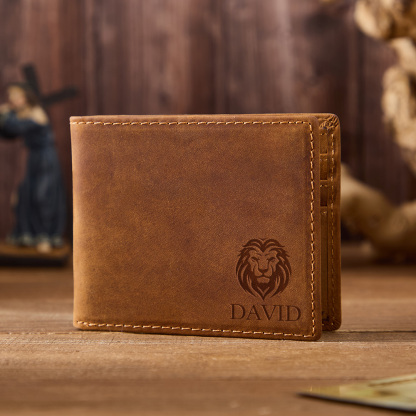 Personalized Lion Leather Wallet