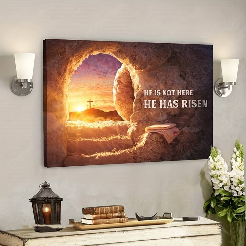 He Is Not Here He Has Risen Christian Canvas Wall Art