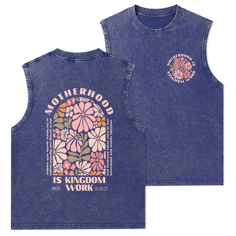Motherhood Is Kingdom Work Christian Washed Tank Top