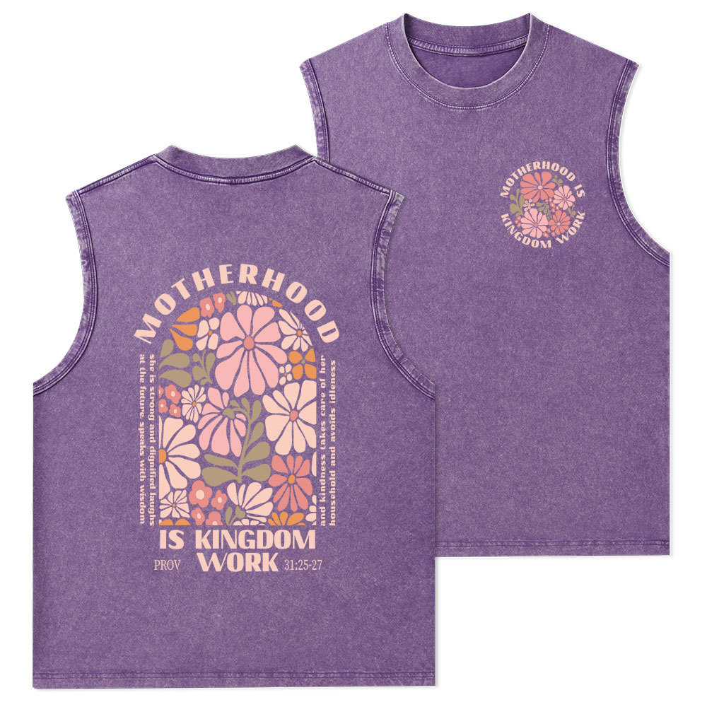 Motherhood Is Kingdom Work Christian Washed Tank Top