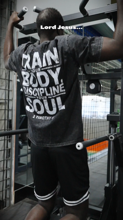 Train Your Body Discipline Your Soul Christian Washed T-Shirt