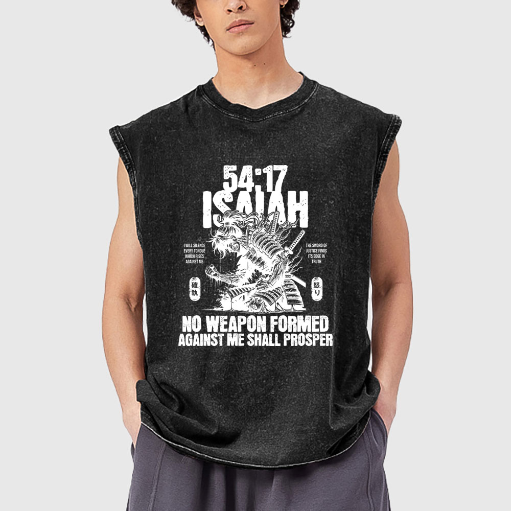 No Weapon Formed Against Me Shall Prosper Christian Washed Tank Top
