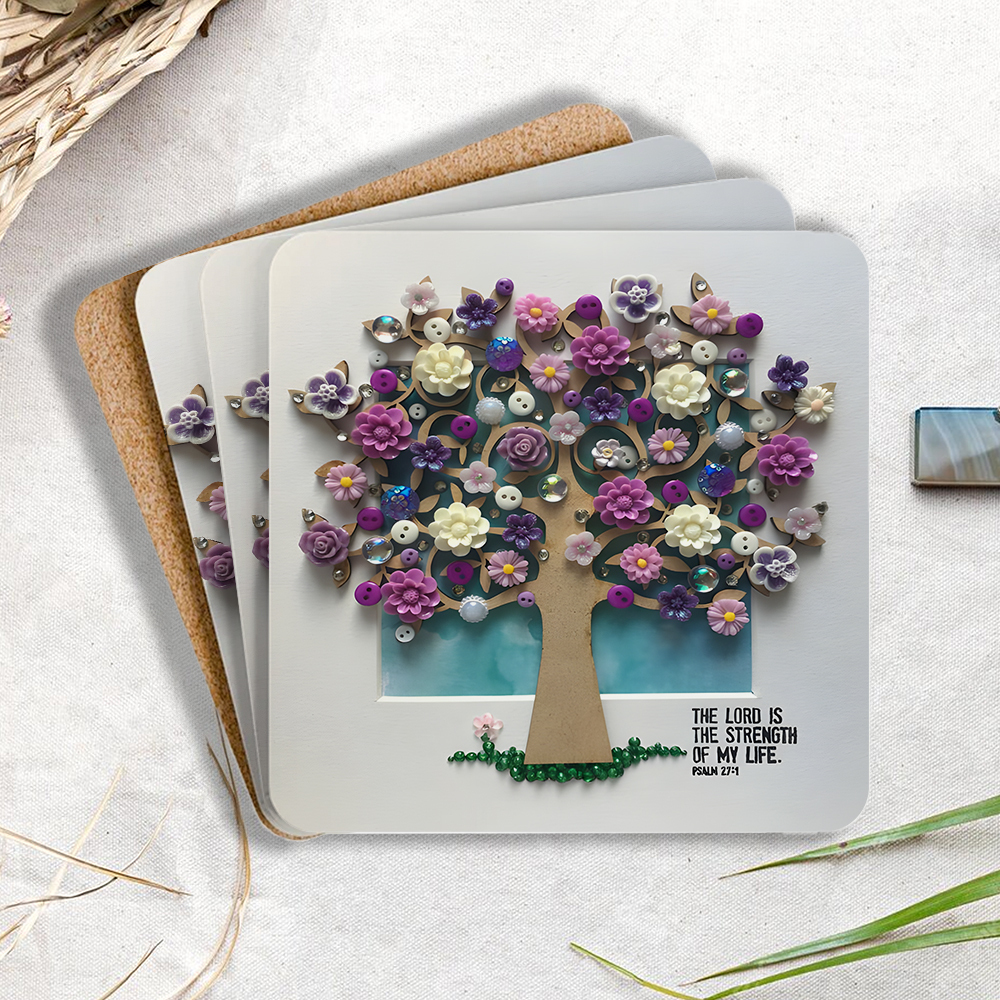 The Lord Is The Strength Christian Wooden Printed Coasters 
