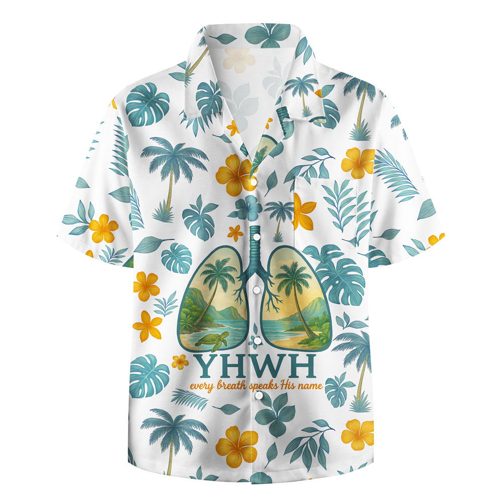 YHWH Every Breath Speaks His Name White Christian Hawaiian Shirt