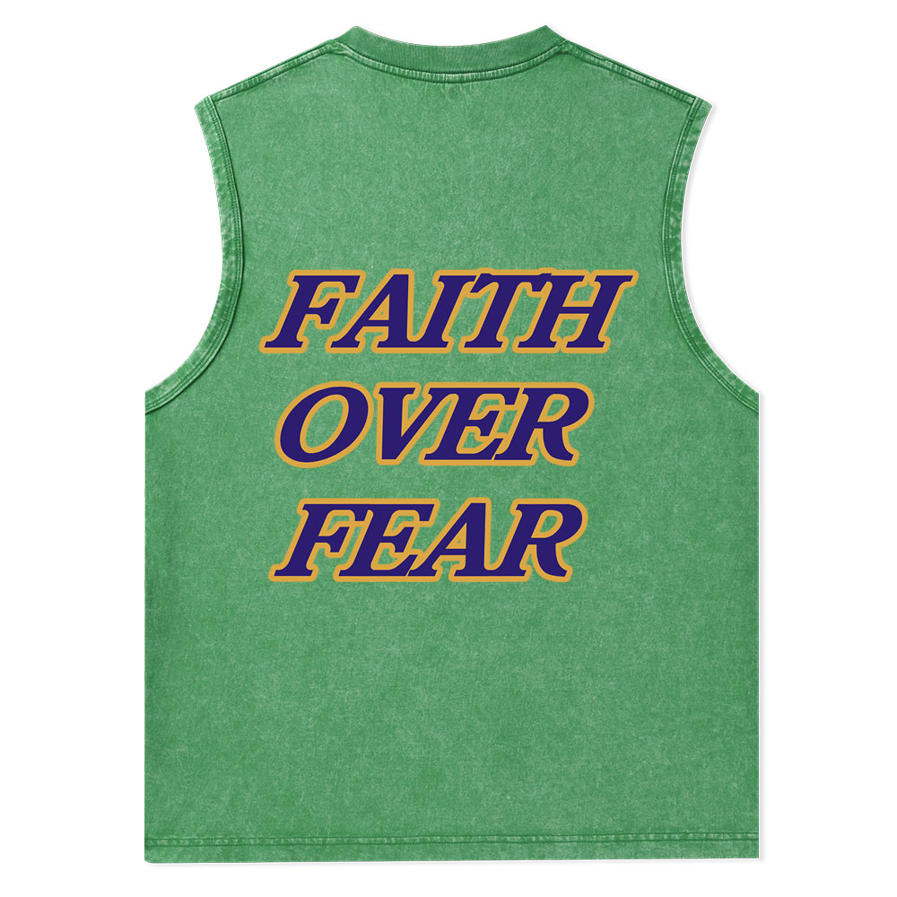 Faith Over Fear Christian Washed Tank Top