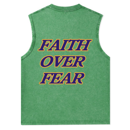 Faith Over Fear Christian Washed Tank Top
