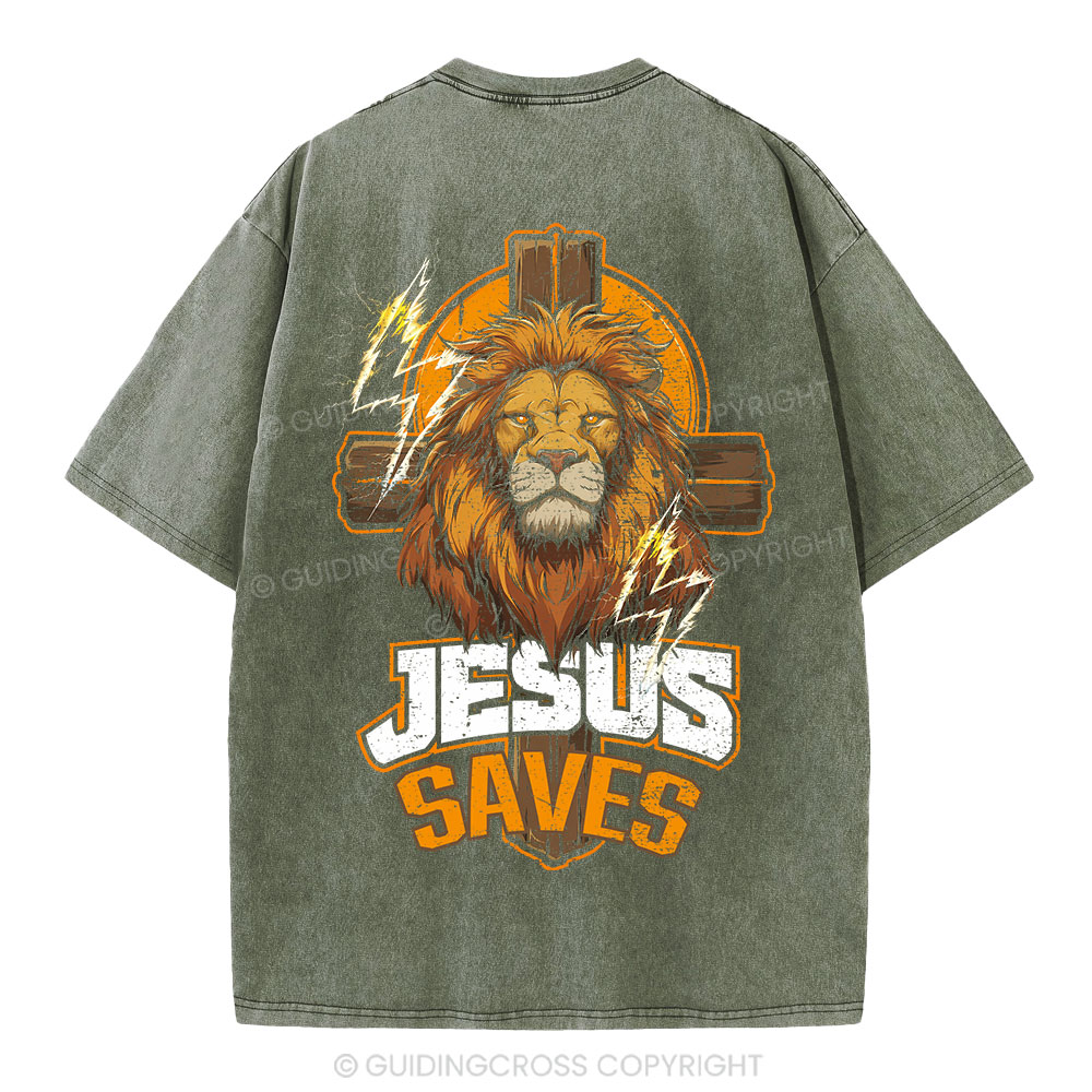 Jesus Saves Christian Washed T-Shirt