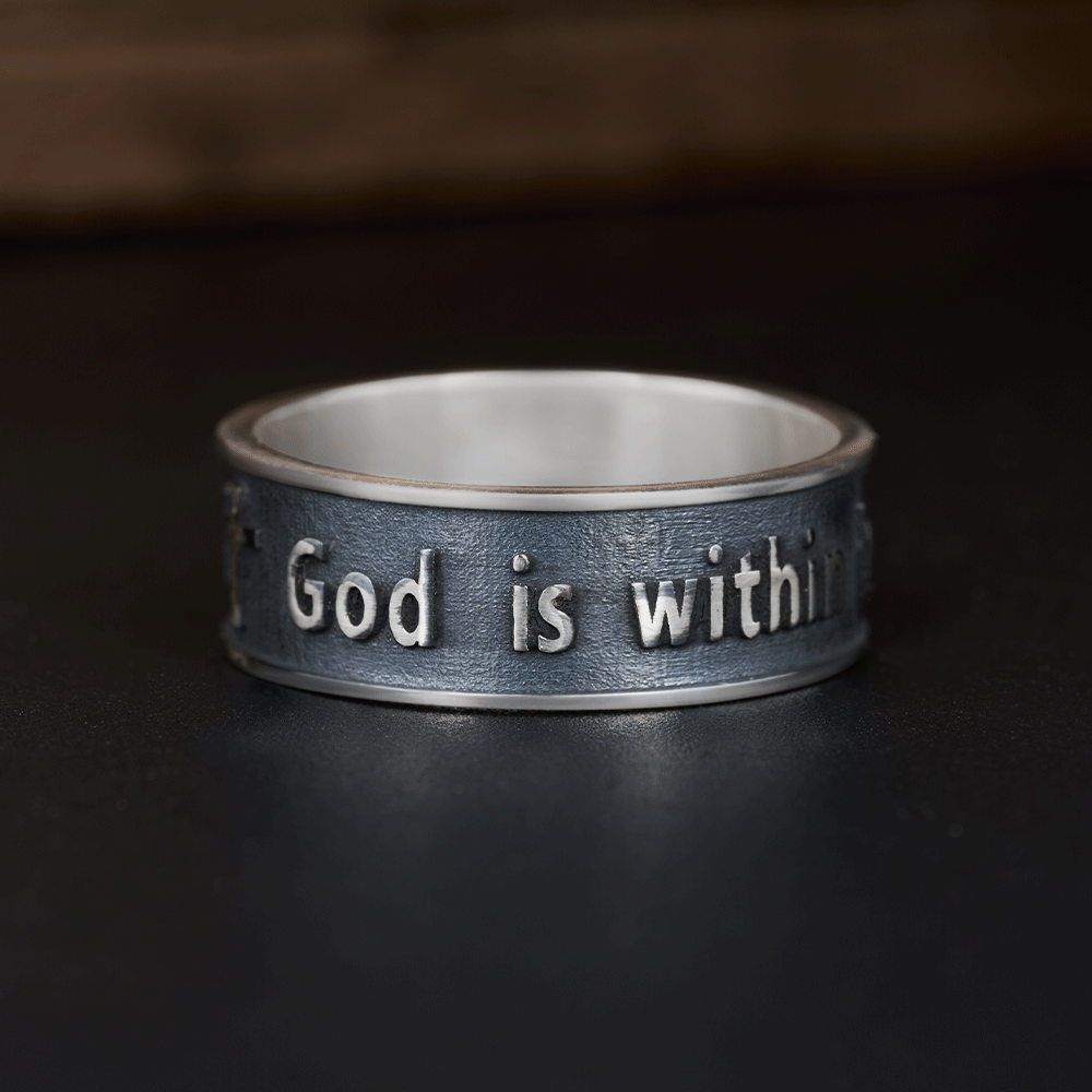 God is within Her - Bible Verse Psalm 46:5 Sterling Silver Band Ring