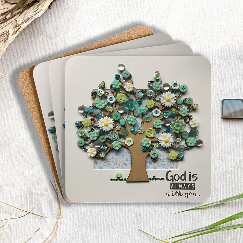 God Is Awayls With You Christian Wooden Printed Coasters 