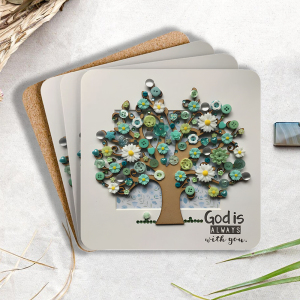 Image of God Is Awayls With You Christian Wooden Printed Coasters