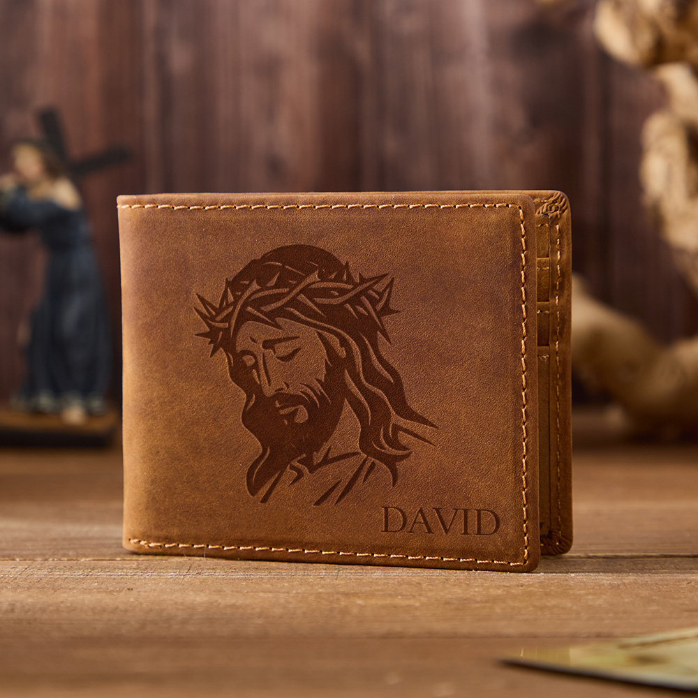 Personalized Jesus Image Leather Wallet