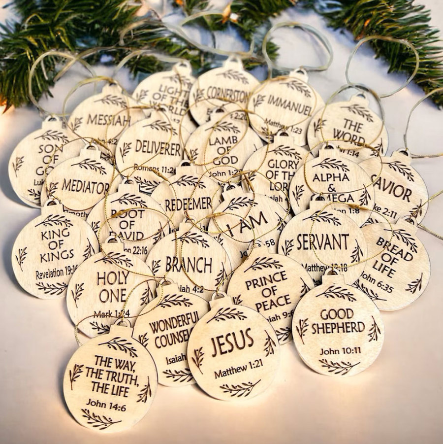 25 Names Of Jesus Christmas Advent Ornaments Sale - GuidingCross