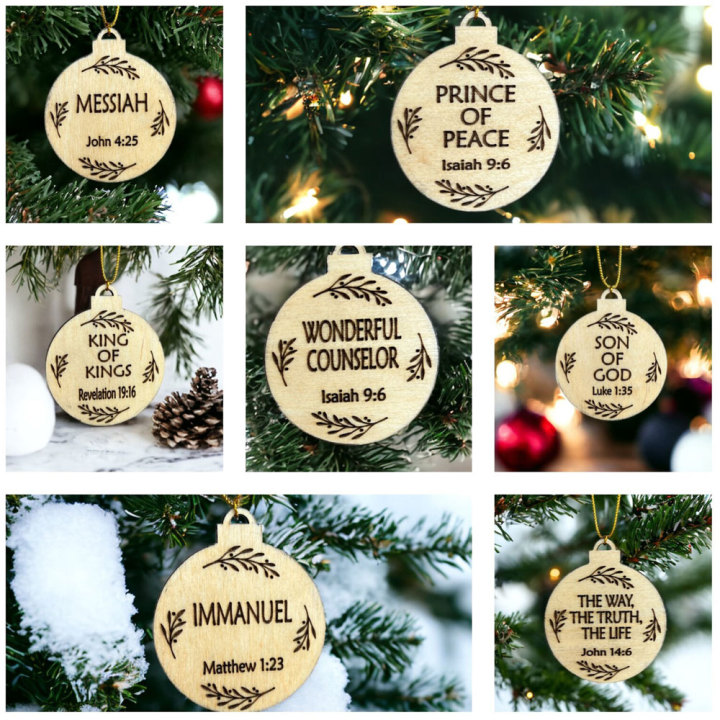 25 Names Of Jesus Christmas Advent Ornaments Sale - GuidingCross