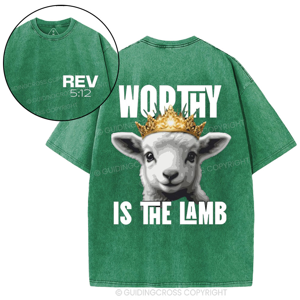 Worthy Is The Lamb Christian Washed T-Shirt