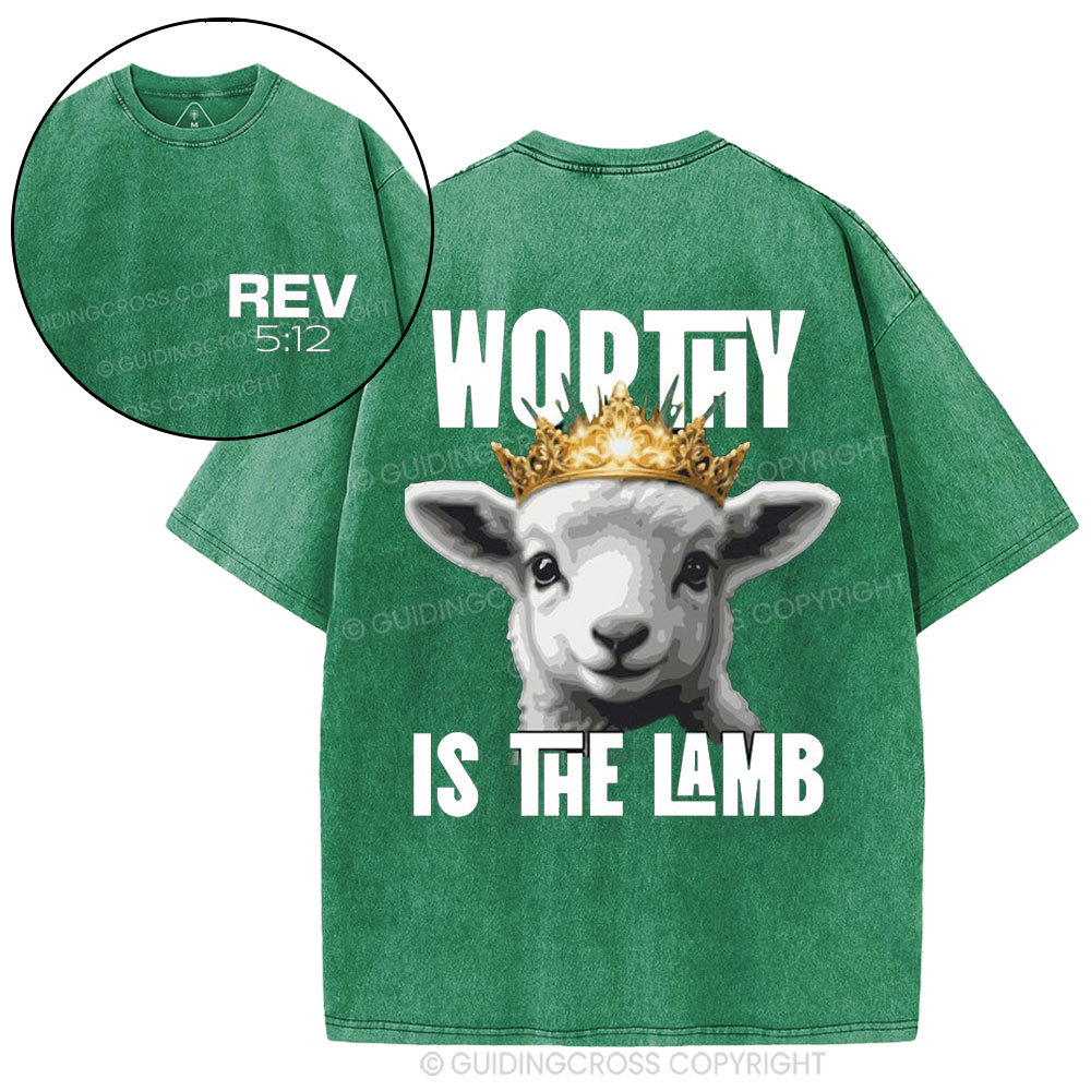 Worthy Is The Lamb Christian Washed T-Shirt