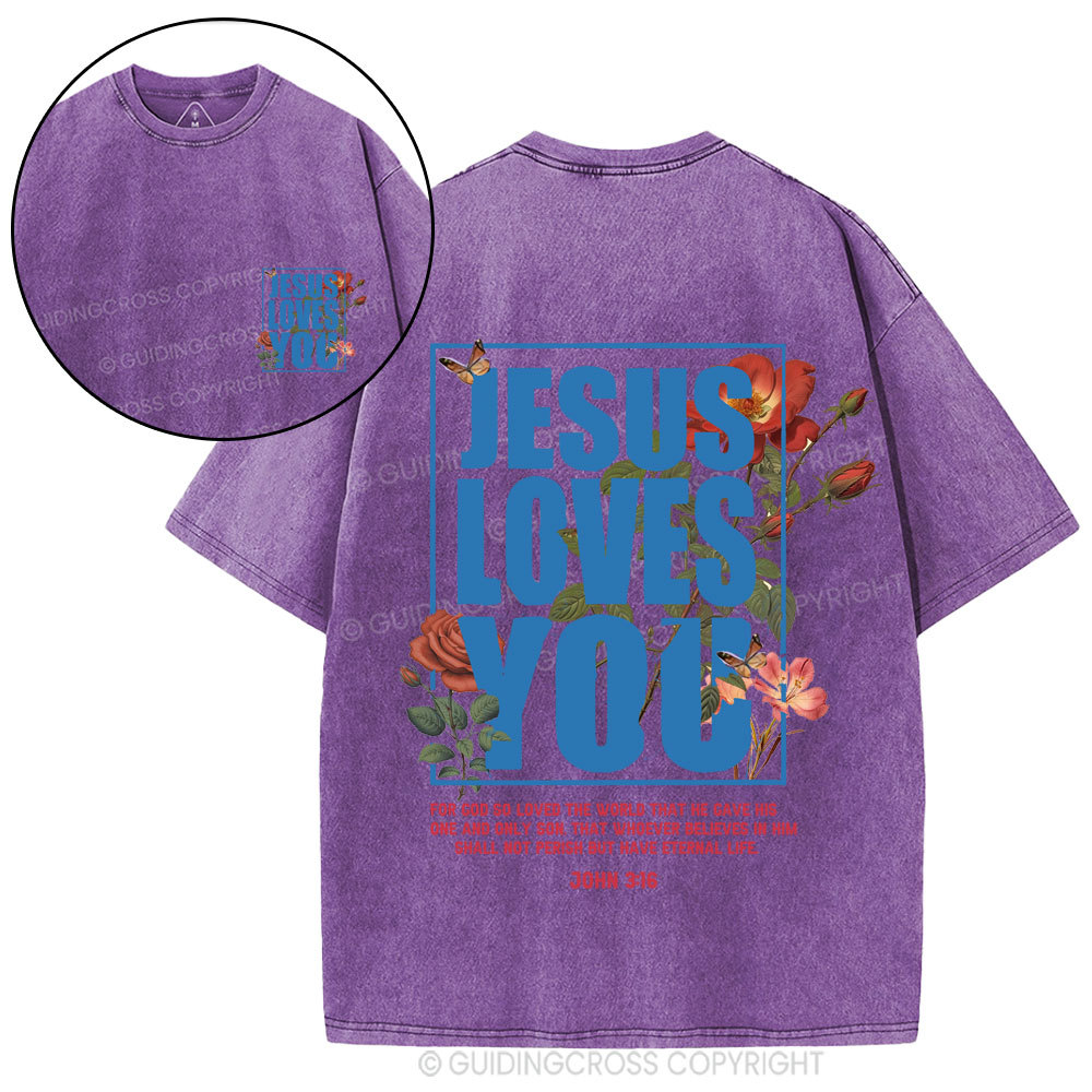 For God So Loved Christian Washed T-Shirt